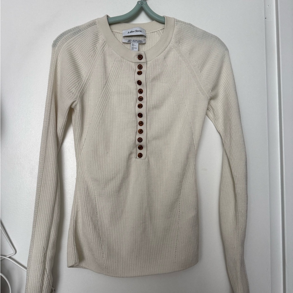 &Other Stories Women's Cream Ribbed Henley Top
